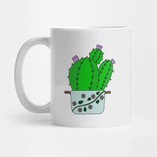 Cute Cactus Design #136: Echinocereus Cacti With Blooms In A Daisies Pot Mug